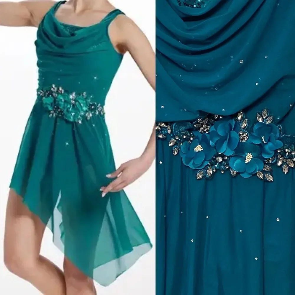 WEISSMAN solo Dance Costume lyrical aqua blue teal Original 16695 LA-Large adult